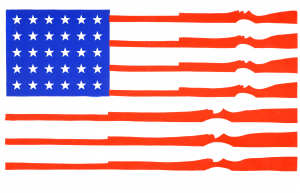 Flag of the United States with guns instead of stripes.
